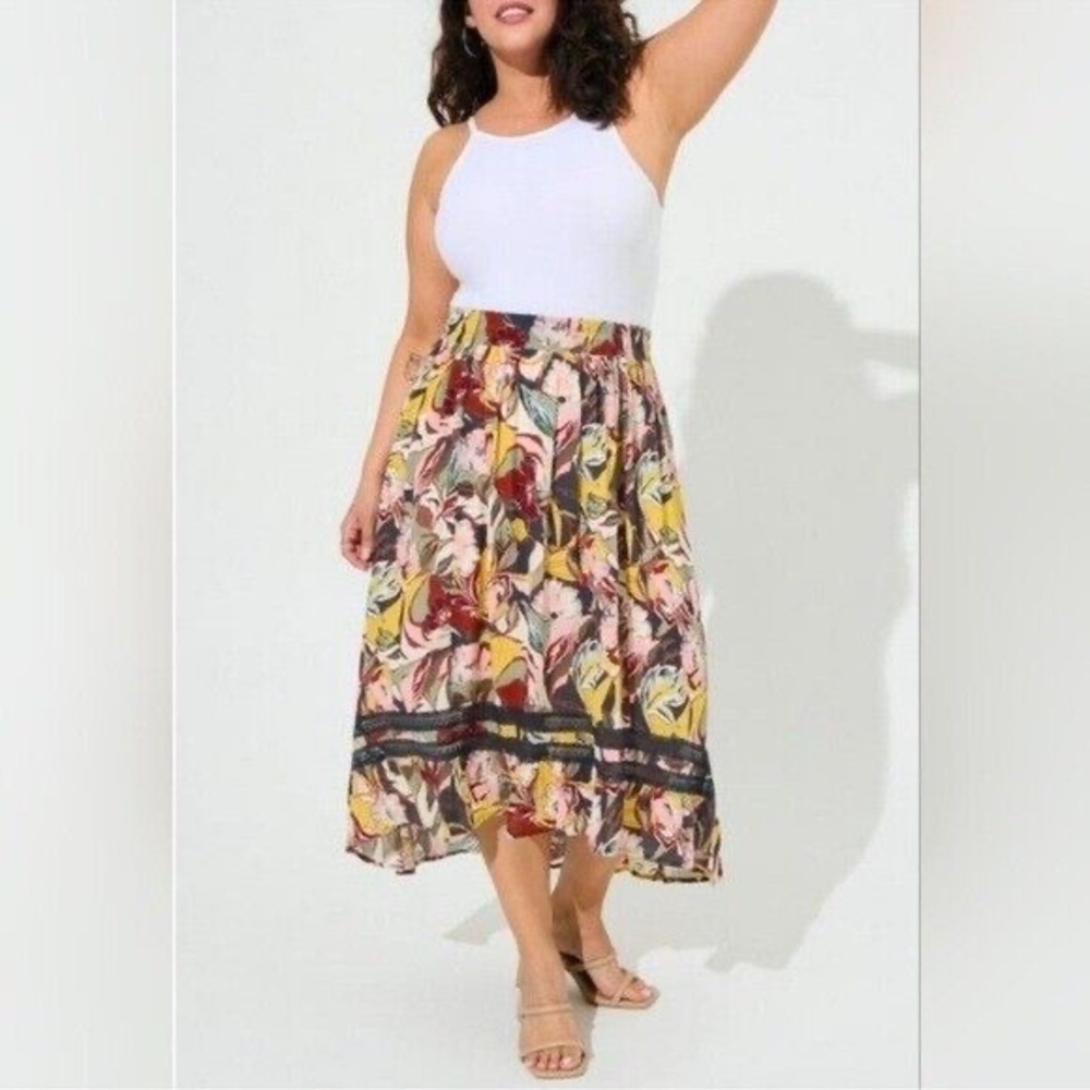 Torrid Floral Boho High Low Maxi Skirt 1 L XL - Picture 5 of 7